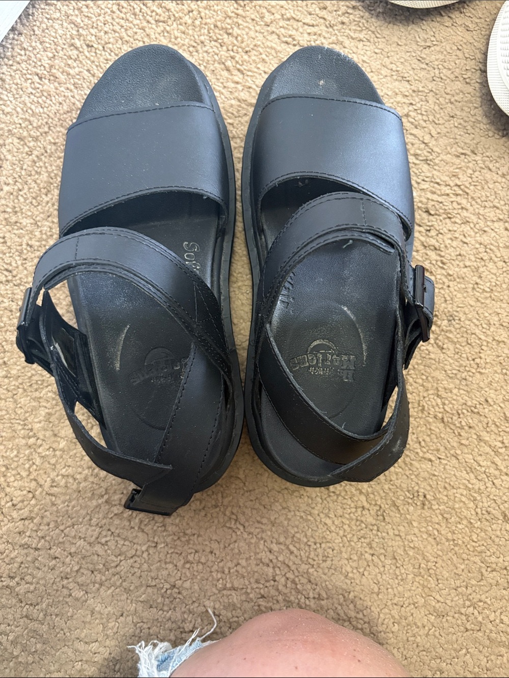 Dr. Martens Black Platform Slide Sandals with Buckle Strap